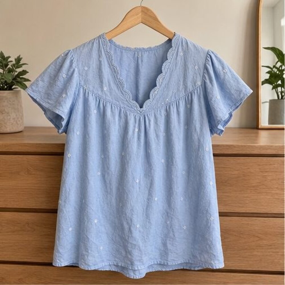 Navy Button Blouse